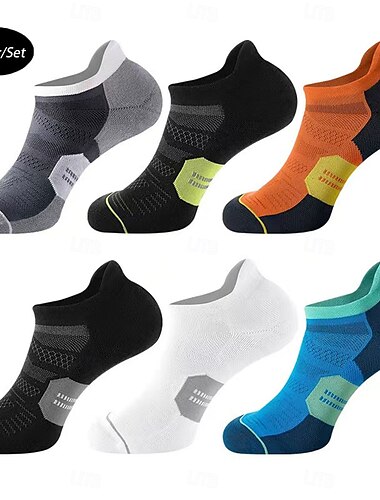  Hombre Paquete de 6 Paquetes múltiples Calcetín Calcetines hasta el Tibio Calcetines Cortos Calcetines para correr Calcetines informales Negro Blanco Color Bloque de color Deporte Diario Vacaciones