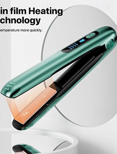  Plancha de pelo recargable por USB, inalámbrica, de 2 vías, para alisar el cabello &Mini plancha de pelo curl con 4 ajustes de temperatura y pantalla LED de temperatura, calentamiento rápido