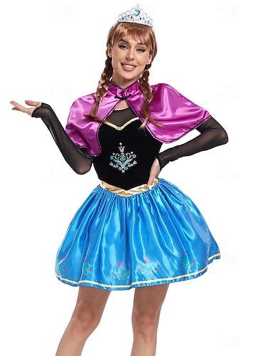  Die Eiskönigin Märchen Prinzessin Anna Kleid Kostüm Sexy Kostüm Verkleiden Film Cosplay for Damen Erwachsene Halloween Karneval Maskerade Party / Abend Junggesellinnenabschiedsparty