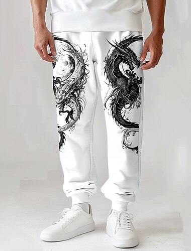 Voor heren Joggingbroeken 3D-afdrukken Doodskoppen Volledige lengte Feest Dagelijks Casual Wit Micro-elastisch
