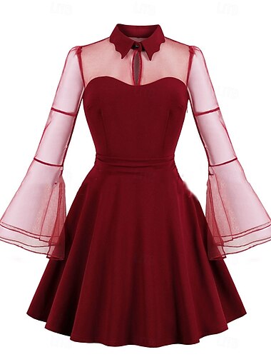  Punk & Gothic Kleid Einfarbig Damen Halloween Karneval Party / Abend Erwachsene Kleid
