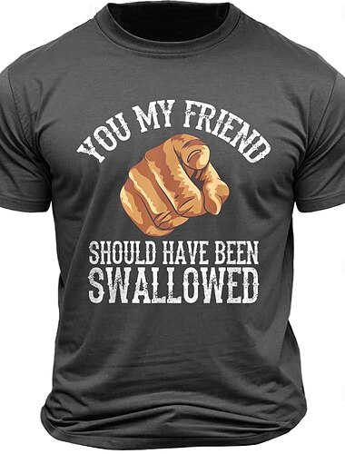  Voor heren Tekstopdruk Grappig T-shirt 100% katoen Korte mouw Grafisch Shirt Zwart Donker Grijs Leger Groen Comfortabel T-shirt Straat Buitensporten Modeontwerper kleding