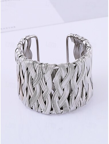  Bracelet manchette tissé en alliage d'or élégant pour femme - bijoux tendance pour fêtes et occasions spéciales