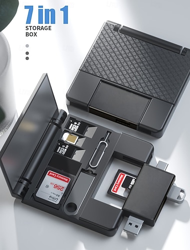  multifunktionell otg kortläsare 7 i 1 micro sd kortläsare u minneskortläsare typ-c för digitalkameror, smartphones, surfplattor otg converter extern u disk, sd, tf universal med förvaringsbox