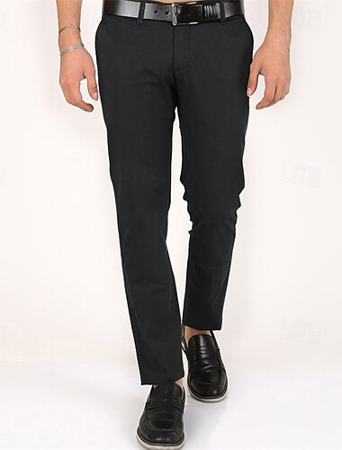  Herren Anzughosen Hose Hosen Chinesisch Chino Knopf Tasche Glatt Komfort Formal Party Arbeit Modisch Klassicher Stil Schwarz Dunkelgrün Mikro-elastisch