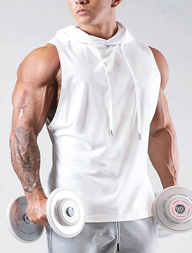  Men's Workout Tank Top Running Tank Top Gym Tank Top Sleeveless Vest / Gilet Casual Athleisure Cotton Breathable Quick Dry Soft Gym Workout Running Walking Sportswear Activewear Solid Colored Black