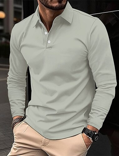  Herren Golfhemd Golfpolo Arbeit Casual Kargen Langarm Basic Modern Glatt Taste Frühling & Herbst Regular Fit Wein Schwarz Weiß Rosa Marineblau Grün Golfhemd