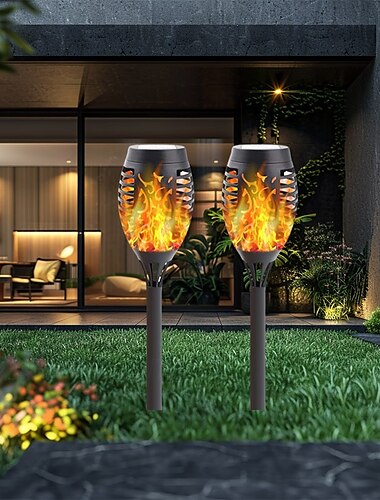  2/4 Stück Solarleuchten für den Außenbereich, Solar-Taschenlampen mit flackernder Flamme, 12 LEDs für Halloween-Dekorationen, wasserdichte Landschaft, automatisches Ein-/Ausschalten, Garten, Terrasse,