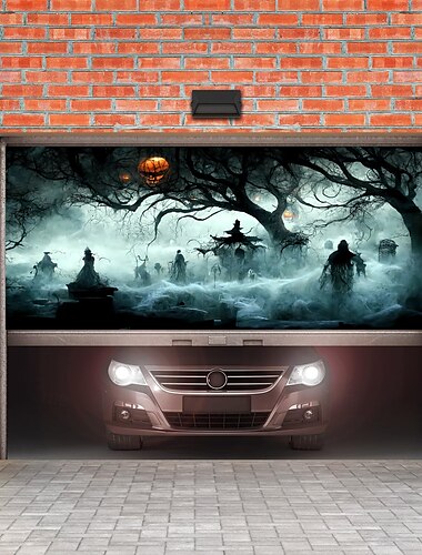  Halloween-Dekorationen, Banner für Garagentorabdeckungen für den Außenbereich, große Halloween-Hintergrunddekoration für den Urlaub, Garagentor-Dekorationen für den Außenbereich, Wanddekorationen für