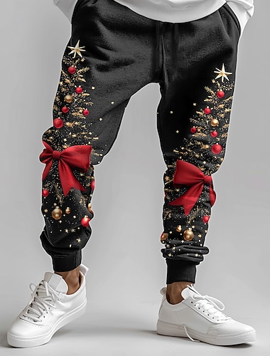  vánoce pánské vánoční stromeček potištěné tepláky stromeček móda joggers kalhoty kapsa do poloviny pasu šňůrka elastický pas party večer denní nošení jaro podzim zima 3d tisk regular fit neelastický