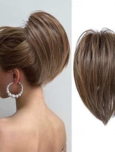 Correa Coletas Suave / Natural / Fácil vestidor Pelo sintético Pedazo de cabello La extensión del pelo Recto Corta Fiesta / Fiesta / Noche / Diario