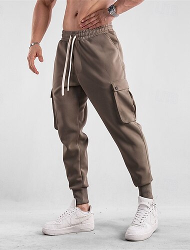  Herren Jogginghose Trainingshose Jogginghose Jogger Hose Hosen Kordelzug Elastische Taille Multi Pocket Glatt Komfort Sports Outdoor Täglich Modisch Brautkleider schlicht Schwarz Hellgrau