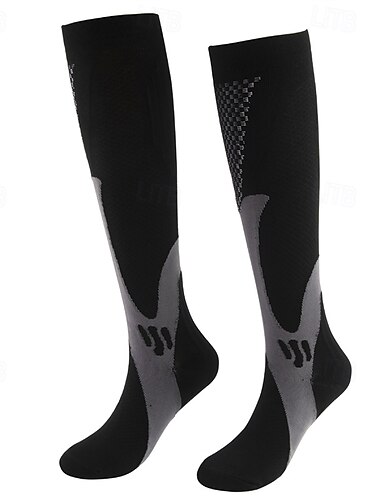  2 Paar Herren Kompressionsstrümpfe Wandersocken Außen Atmungsaktiv Weich Dehnbar Komfortabel Socken Kompressionssocken Patchwork Chinlon Schwarz Weiß Leicht Rosa für Jagd Radsport / Fahhrad Camping