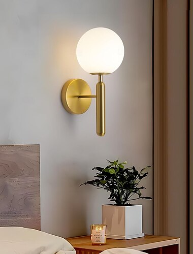  Globus-Wandleuchte E26/E27, goldene Wandlampe, mattschwarz, Art-Deco-Wandleuchte, Mid-Century-Modern-Wandleuchte, kleine Innenbeleuchtung für Schlafzimmer, Wohnzimmer, Flur, 85–265 V