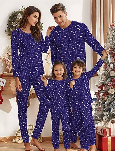  Juletrær Familiejule pyjamas Nattøj Herre Dame Gutt Jente Familiematchende antrekk Søt Ruter Mønster Voksen Barne Jul Nytt År julaften Jul Feriereise Hjemmeklær Topp Bukser