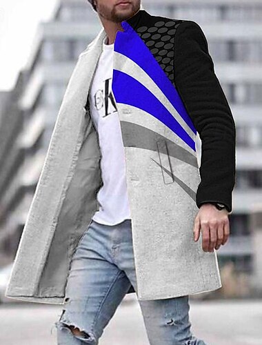  Per uomo Cappotto invernale Cappotto Da tutti i giorni Da mare Con Tasche Stampa Tasca frontale Autunno inverno Geometrico Streetwear Sport Collo ripiegabile Standard Giallo Rosso Blu Verde Giacca