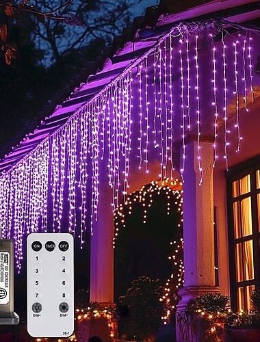  уличные рождественские оконные занавески со сосульками 6x1m-300led вилка в 9 цветах окно с дистанционным управлением настенный светильник теплый белый rgb для спальни вечеринка в саду рождественские