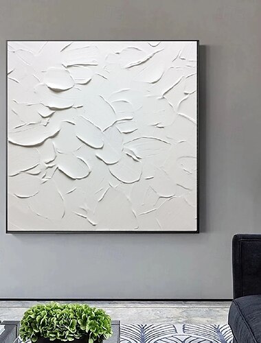  Ölgemälde groß 3D weißes Ölgemälde handgemalt dickes strukturiertes Ölgemälde beige weißes Gemälde auf Leinwand handgefertigtes abstraktes strukturiertes Ölgemälde für Wandkunst Gemälde für Wohnzimmer