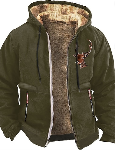  Hombre Cada Estampados Vellón Sudadera Manga Larga Sudaderas Con Capucha Vintage estilo occidental Vacaciones Caza Otoño invierno Negro Azul Piscina Marrón Ropa Diseñador Impresión gráfica S M L XL