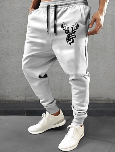  Férfi Amerikai amerikai zászló Hazafias Szarvas Melegítőnadrágok Kocogó Nadrágok Közepes csípő Elasztikus derékrész húzózsinórral Szüret Alkalmi Utca Hétköznapi Zseb Tavasz Ősz Tél 3D nyomtatás Fehér