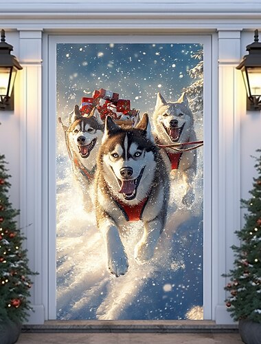  decorações de porta de natal capas de porta ursos polares tapeçaria de porta cortina de porta decoração pano de fundo porta interna/externa banner para porta da frente casa de fazenda