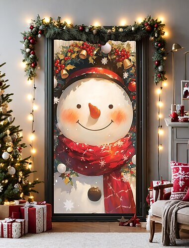  decorações de porta de natal capas de porta natal boneco de neve quente porta tapeçaria porta cortina decoração pano de fundo porta banner para porta da frente fazenda festa de férias decoração