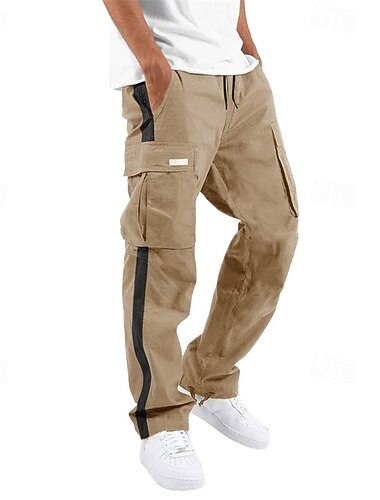  Voor heren Cargohosen Broek Trekkoord Elastische taille Meerdere zakken Kleurenblok Draagbaar Dagelijks Buiten Kamperen&Wandelen Modieus Klassiek WiZwart Lichtgrijs