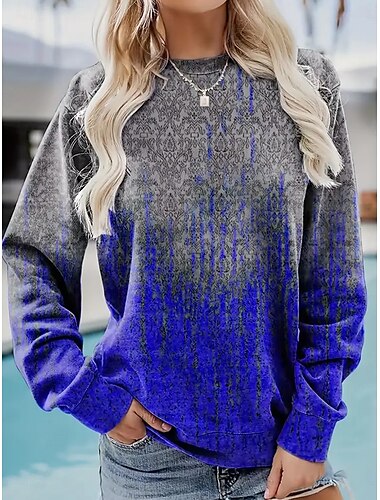  Sweatshirt für Damen mit Grafikdruck für den Alltag, lässig, Rundhalsausschnitt, lange Ärmel, mikroelastisch, Herbst/Winter, bequem, atmungsaktiv, weicher Stoff
