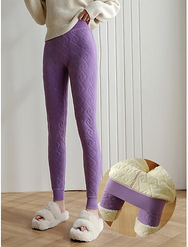  Damen-Jogginghose mit Fleecefutter und hoher Taille, warme Thermo-Schneehose für den Winter