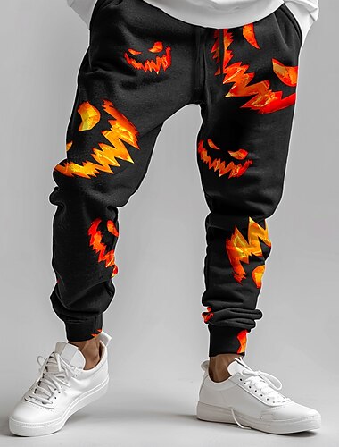  Halloween Grijns Verschrikking Donkere Voor heren Joggingbroeken Jogger Broeken Zak Medium Taille Trekkoord elastische taille Feest / Avond Feestdagen Lente Herfst Winter 3D-afdrukken Normale pasvorm