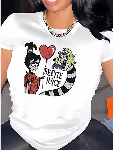  Beetlejuice 2 T-Shirt-Ärmel Zeichen Grafik Für Paar Herren Damen Erwachsene Maskerade Heißprägen Casual
