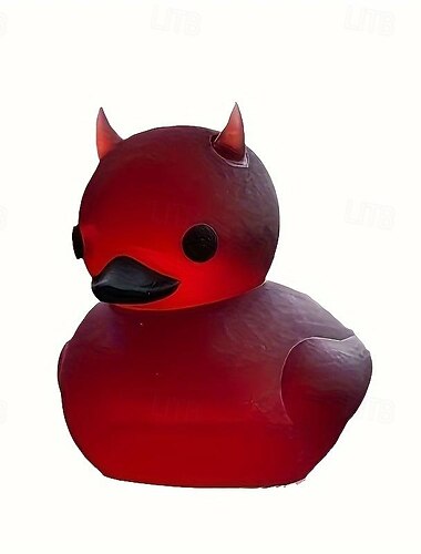  mini lil' devil ducky - estátua de pato satânico escuro gótico impressa em 3D para decoração de painel de carro, mini presente de mesa e acessório de carro - estatueta colecionável diabólica única com olhos vermelhos vívidos
