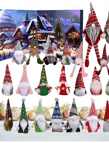  karácsonyi törpe adventi naptár 2025, 24 darabos törpe dekorációs díszek karácsonyi visszaszámlálás karácsonyi adventi naptár, törpe díszek, karácsonyi vakációs adventi naptár dísz gyerekeknek