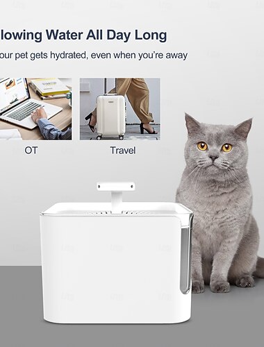  Perros Gatos Animales Pequeños de Pelo Bebedero automático / Cuencos para perros y gatos 3 L ABS + PC Automático Fácil de Instalar Fuente Color sólido Negro Blanco Cuencos y Alimentación Hogar