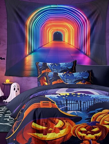  kolekce halloween sada povlaků na přikrývky 3dílná sada jack o lucerna dýně super měkká šetrná k pokožce s dlouhou životností