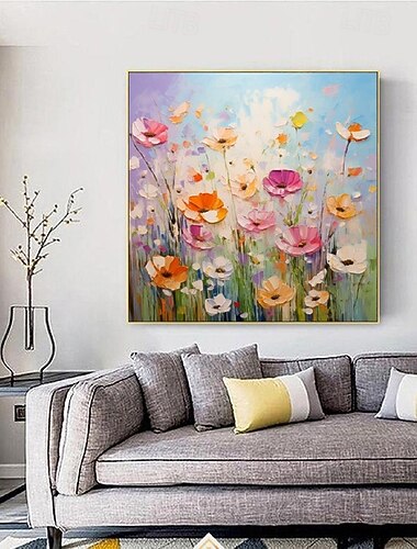  håndlaget plommeblomst blomster maleri palettkniv abstrakt floral oljemaleri veggkunst teksturert impresjonisme blomstermalerier moderne dekorative malerier romkunst