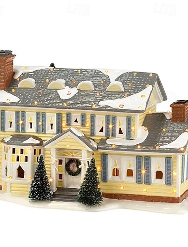  Weihnachts-Nationalschmähfigur aus Kunstharz, Urlaubshaus, handbemaltes Dorf, Schaustück, Geschenk, Weihnachtsdekoration, Weihnachtsgeschenk