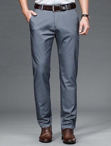  Men's Graduation Dress Pants Trousers Chinos Buttons Pocket Plain Comfort Formal Party Work Fashion Classic Style Black Navy Blue Micro-elastic