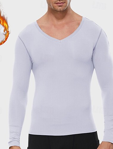  Homens Camiseta de Corrida Manga Longa Camiseta Casual Roupa Esportiva Outono Decote V Tosão Térmico / Quente Respirável Macio Treino de Ginástica Corrida Caminhada Roupa de esporte Roupas Esportivas