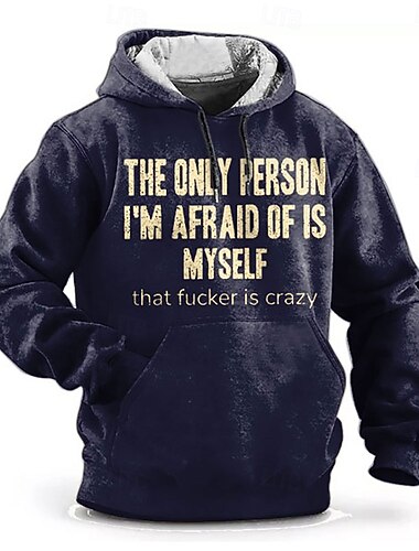  Herren Text Kapuzensweatshirt Kapuzenshirts Pullover Mode Langarm Mit Kapuze 3D-Druck Sport im Freien Streetwear Schwarz Dunkelgrün Tasche 3D-Druck Herbst Winter Designer
