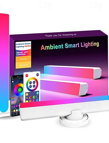  ضوء ذكي LED شريط مع أضواء جو تحكم ضوء خلفية سطح مكتب الكمبيوتر LED تويا ذكي أجواء ضوء رياضي RGB شريحة ضوء مع موسيقى بلوتوث ضبط الطاقة2 قطع