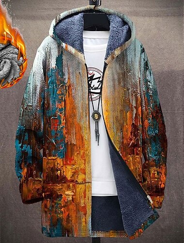  Per uomo Astratto Stampe astratte Graduale Cappotto invernale Giacca in pile Cappotto Tenere al caldo Traspirante Comodo Di tendenza Streetwear Sport Sportivo Da tutti i giorni Per uscire Cerniera