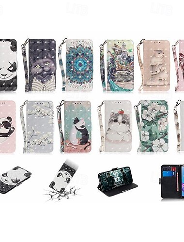  teléfono Funda Para iPhone 16 Pro Max Plus iPhone 15 Pro Max Plus iPhone 14 13 12 11 Pro Max Plus Mini SE Tarjetas billetera con Soporte Magnética con correa de muñeca Gato Oso Retro Cuero de PU