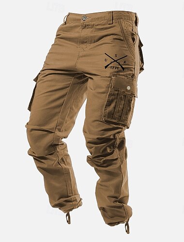  Herren Cargohose Cargohosen Cargohose Arbeitshose Multi Pocket Graphic Arrow 1776 Draussen In voller Länge Outdoor Sports Outdoor Casual Klassisch westlicher Stil Gelb Armeegrün Mikro-elastisch