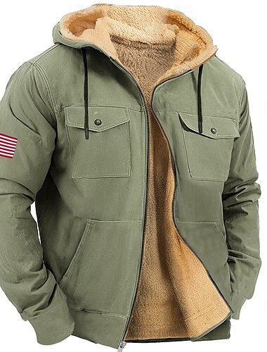  Homens American US Flag Tosão Moletom Moletons Moletom Manga Longa Moletom com capuz Com Capuz Moda Impressão 3D Feriado Streetwear Azul Marron Zíper Bolsos Outono Inverno Designer
