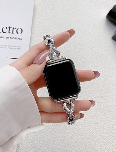  Solo loop Kompatibel med Apple Watch klockband 38mm 40mm 41mm 42mm 44mm 45mm 49mm Bling Diamond Metalllås Justerbar Legering Ersättningsurband för iwatch Ultra 2 Series 9 8 7 SE 6 5 4 3 2 1