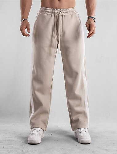  Men's Sweatpants Joggers Trousers Pocket Drawstring Elastic Waist Color Block Comfort Sports Outdoor Daily Fashion Casual Black Apricot Micro-elastic