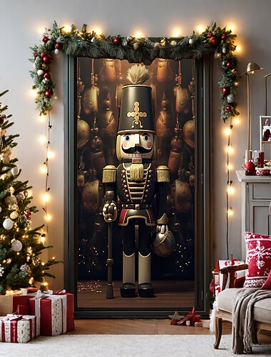  bannière de noël décorations de porte de Noël, couvre-portes, tapisserie de porte Casse-Noisette de Noël, , décoration, toile de fond, bannière de porte pour porte d'entrée, décoration de fête de fin