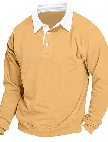  Homme Sweat shirt Bleu Denim Noir Jaune Rouge bleu marine Col polo Bloc de couleur Patchwork Travail Casual Des sports basique Printemps & Automne Toutes Saisons Vêtement Tenue Pulls Capuche Pulls