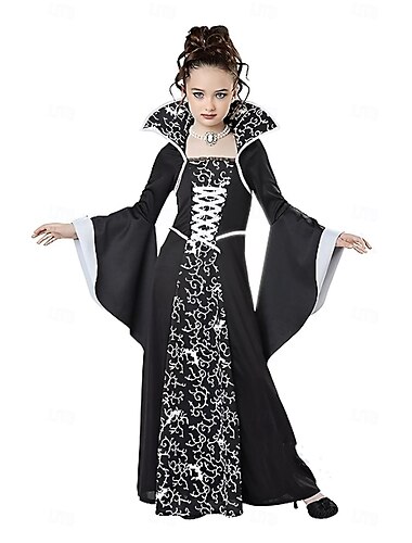  Retro vintage Middeleeuws Baljurk  Jurken Halloween Kostuums Heks Voor meisjes Walpurgisnacht Maskerade Feest Kinderen Kleding